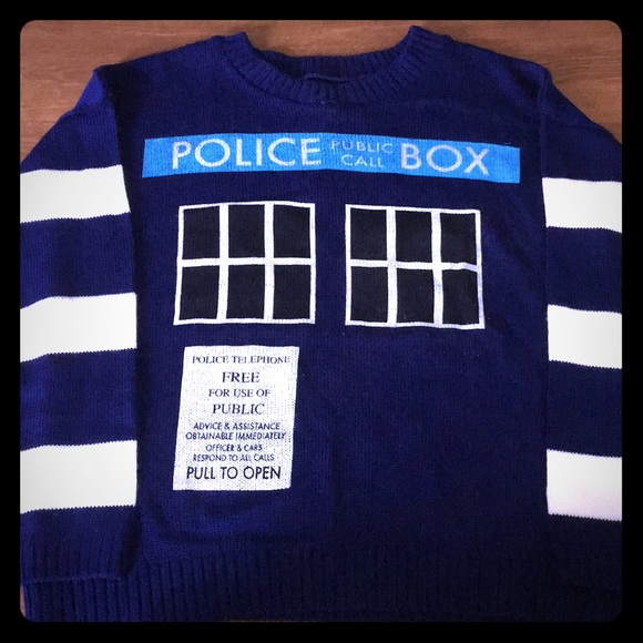 We Love Fine Doctor Who Tardis Sweater - Picture 1 of 2